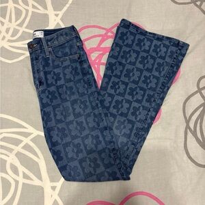 Hollister High-Rise Two-Tone Floral Vintage Flare Jeans